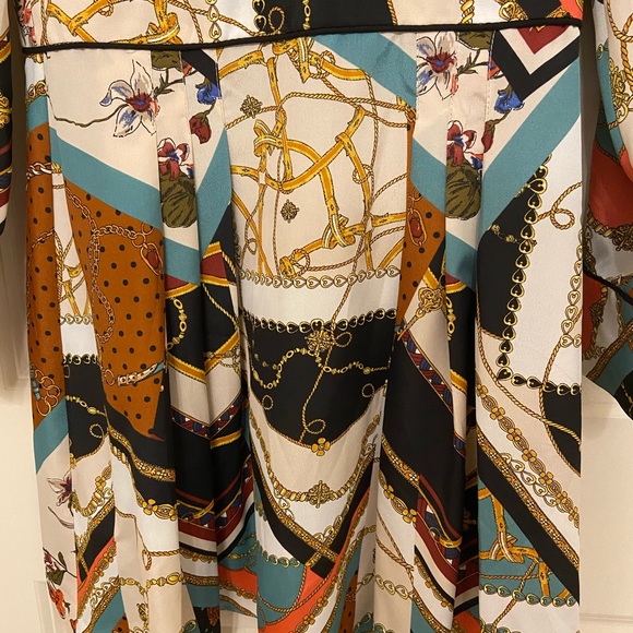 🧁ZARA floral Baroque chain patch work pleated dress- SZ: XS. NWOT - Picture 14 of 15